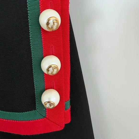 Gucci Black Coat with Red and Green Trim - Picture 7 of 15